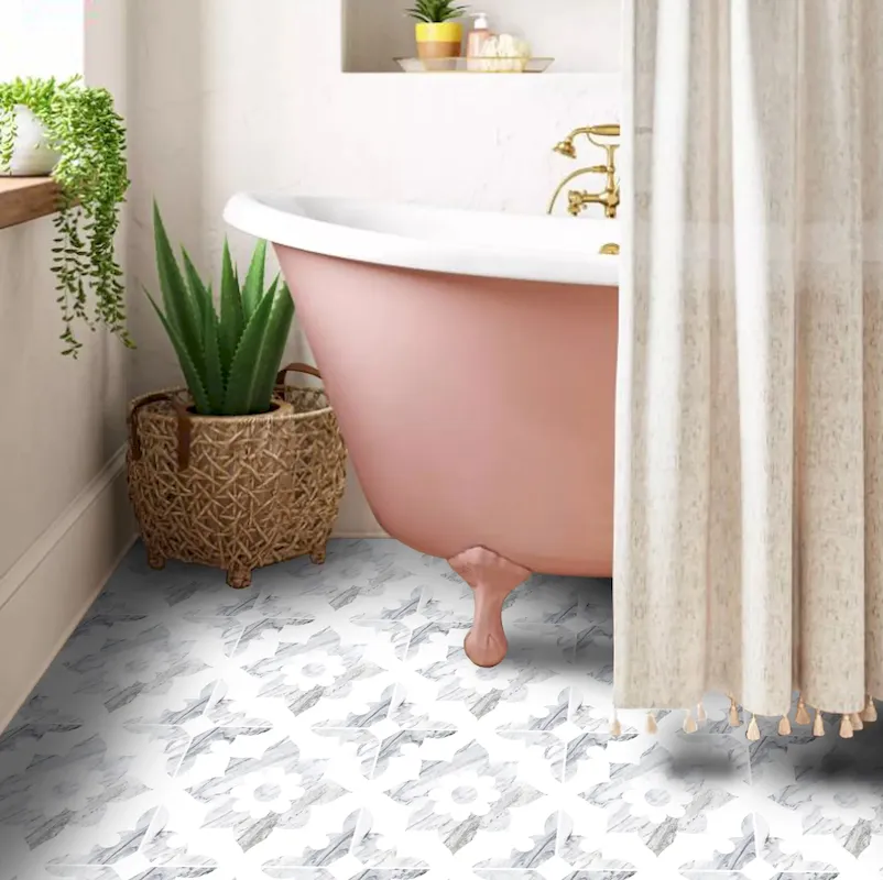 authentic 2025 PROMO! Vinyl Floor Tile Sticker Panel of 60 x 120 cm - Campagne Marble - Soldes